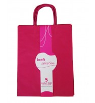 Bag gift kraft medium 5pk hot pink 254mm x 127mm x 330mm