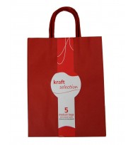 Bag gift kraft medium 5pk red 254mm x 127mm x 330mm