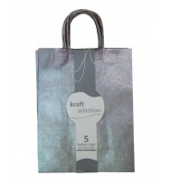 Bag gift kraft medium 5pk metallic silver 254mm x 127mm x 330mm