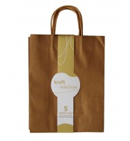 Bag gift kraft medium 5pk metallic gold 254mm x 127mm x 330mm