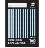 Grid book olympic 5mm 160pg sewn pk 10