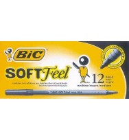 Pen bic soft feel stic black bx 12