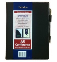 Compendium DEBDEN Fashion PU With Wiro Note Book & Pen -Black