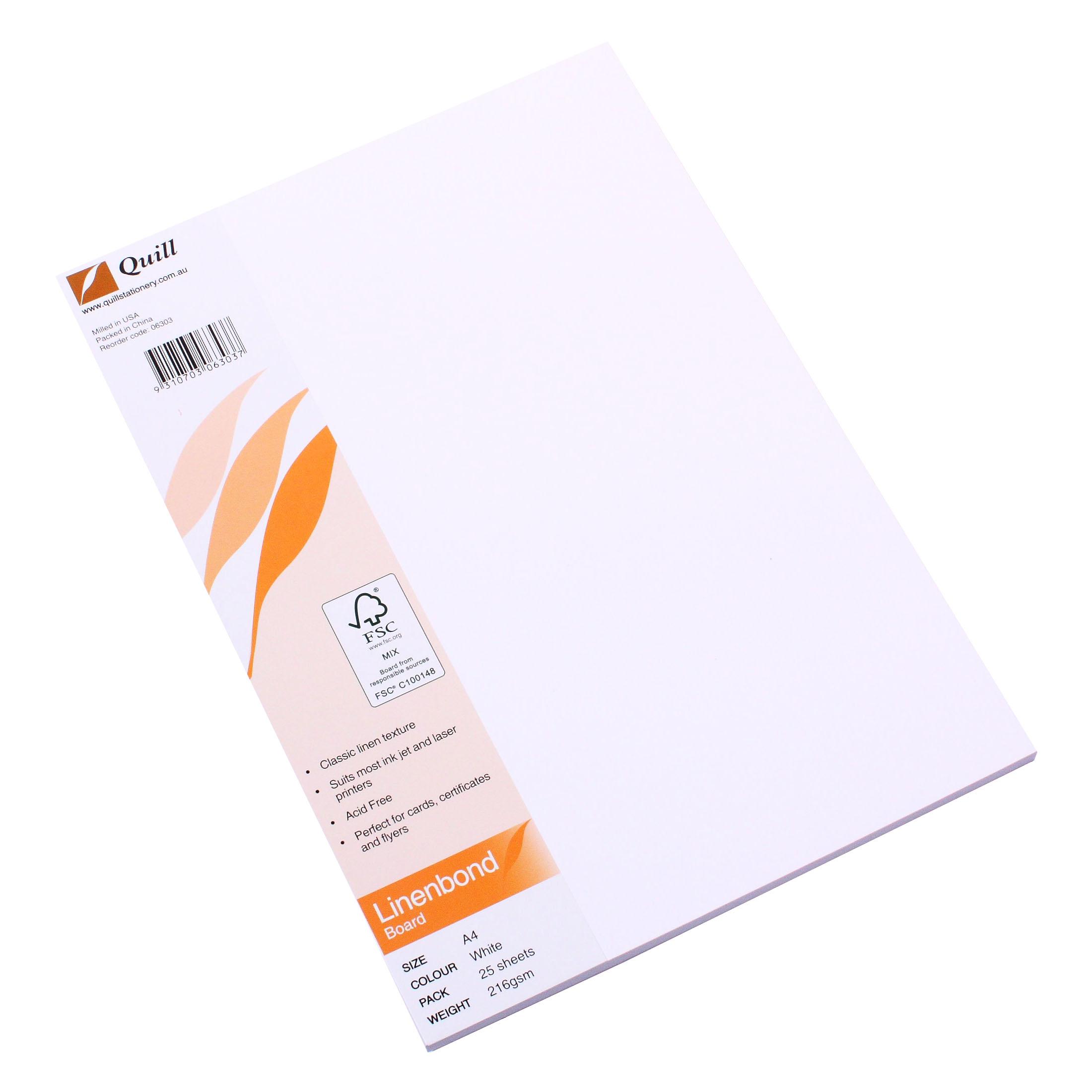 Board quill a4 linenbond white pk25