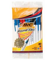 Pen bic bp round stic 6xblue 2x blk 2x red pk10