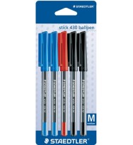 Pen staedtler bp stick 430 med asst pk5