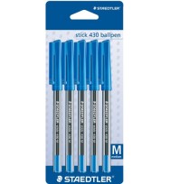 Pen staedtler bp stick 430 med blue pk5