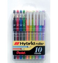 Pen pentel rb hybrid k116-10 gel grip asst wlt 10