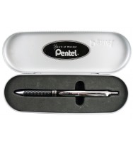Pen pentel energel bl407 rt metallic black barrel in gift box