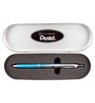 Pen pentel energel bl407 rt metallic sky blue barrel in gift box