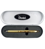 Pen pentel energel bl407 rt metallic gold barrel in gift box