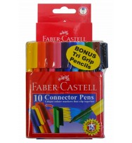 Marker faber connector wlt 10 + bonus coloured pencils 12's