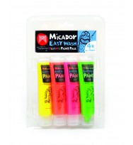 Paint micador easy wash asst fluoro colours 4x60ml pk 4
