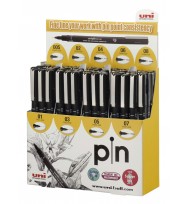 Marker uni pin 5 dozen assorted display black bx 60