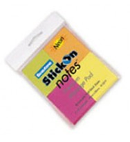 Stick on notes b/tone 76x76 neon cols pk3