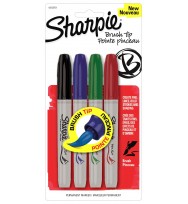 Marker sharpie brush tip assorted pkt 4