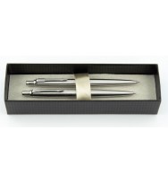 Pen pencil set parker jotter s/steel c/trim deluxe gift box