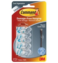 Hooks command cord/cable clips self adhesive 17017clr pk4