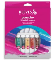 Paint reeves gouache colours 10ml tube bx18