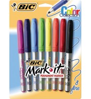 Marker bic mark-it perm fine colour collection pk8