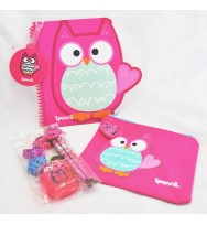 Stationery set spencil pack 1 owl n/book p/case pencils