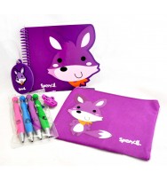 Stationery set spencil pack 2 fox n/book p/case pens