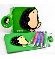 Stationery set spencil pack 2 hedgehog n/book p/case pens