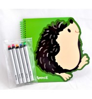 Stationery set spencil pack 3 hedgehog notebook & crayons