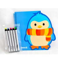 Stationery set spencil pack 3 penguin notebook & crayons