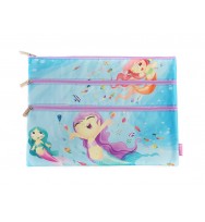 Pencil case spencil a4 3 zip 25cmx34cm mermaids