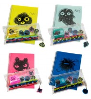 Notebook and pencil set spencil scruffs 4 designs