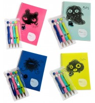 Notebook and pen set spencil scruffs 4 designs