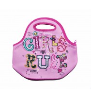 Lunch bag neoprene spencil 29x28cm girls rule design