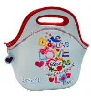 Lunch bag neoprene spencil 29x28cm love and peace