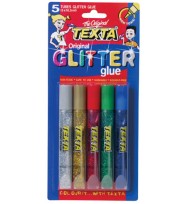 Glitter glue texta 10.5ml asst col pk5