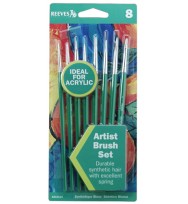 Paint brush reeves acrylic green handle set 8
