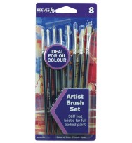 Paint brush reeves hog bristle oil purple handle set 8
