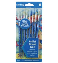 Paint brush reeves watercolour blue handle set 8