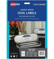 Glossy White Oval  Labels, 63.5 x 42.3mm Avery L7138
