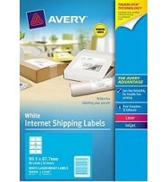 Label avery trueblock internet shipping l7168 2up 199.6x143.5 pk10 white