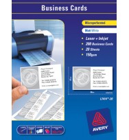 Business cards avery a4 laser l7414 white 10up 959025 pk20