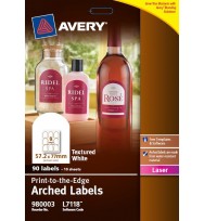 Label avery l7118 white textured arched 57.2x77mm 9up 980003 pk10