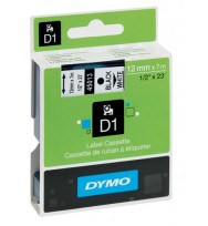 Label tape dymo d1 12mmx7m white on black (45021)