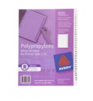 Divider a4 1-31 index avery p/p l7411-31 wht