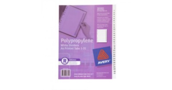 Divider a4 1-31 index avery p/p l7411-31 wht