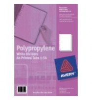 Divider a4 1-54 index avery p/p white