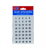 Label quik stik f/p 12mm numbers 1-40 - pack of 10