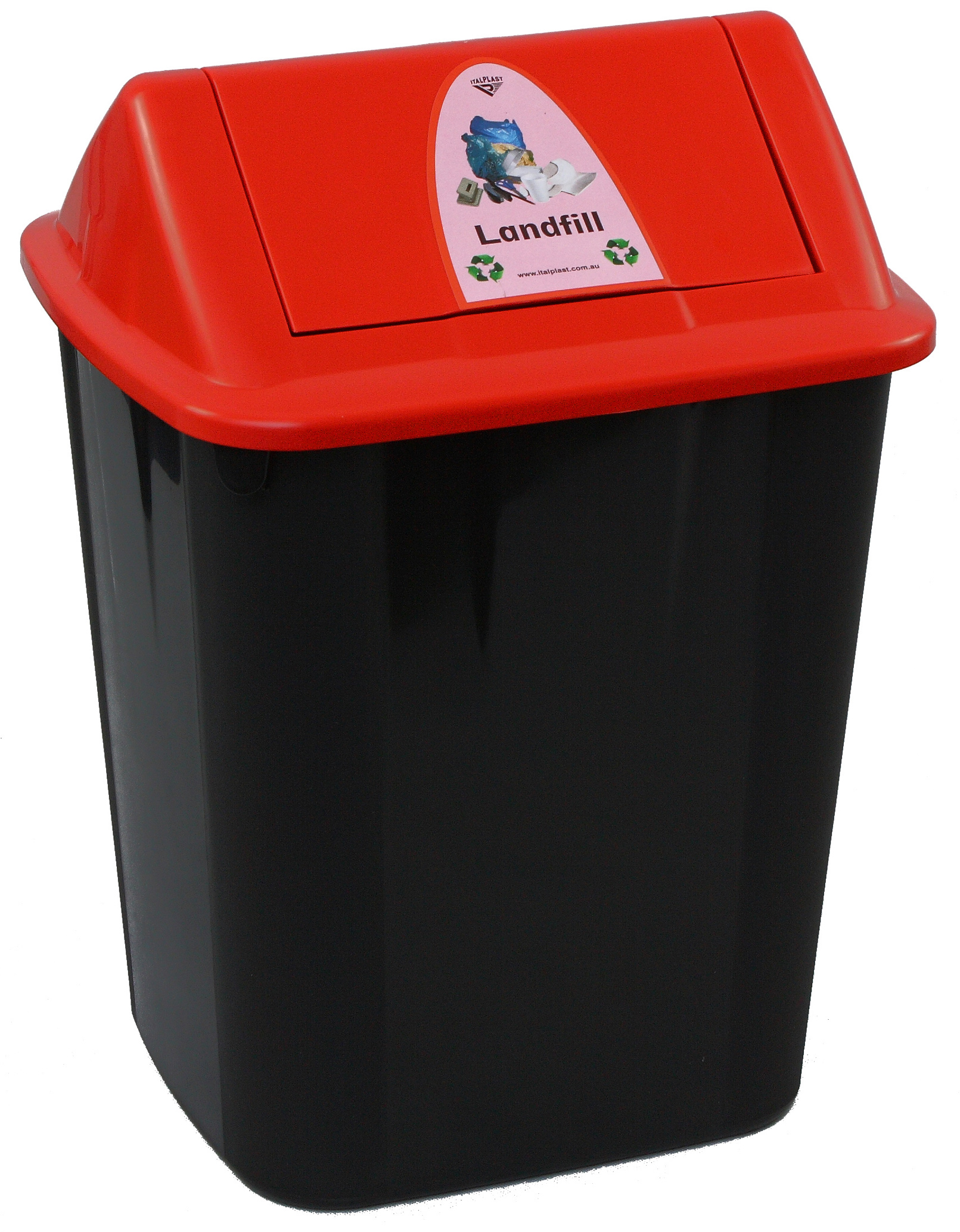 Waste Separation Bin ITALPLAST 32L With Swing Lid Landfill Black/Red