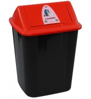 Waste Separation Bin ITALPLAST 32L With Swing Lid Landfill -Black/Red