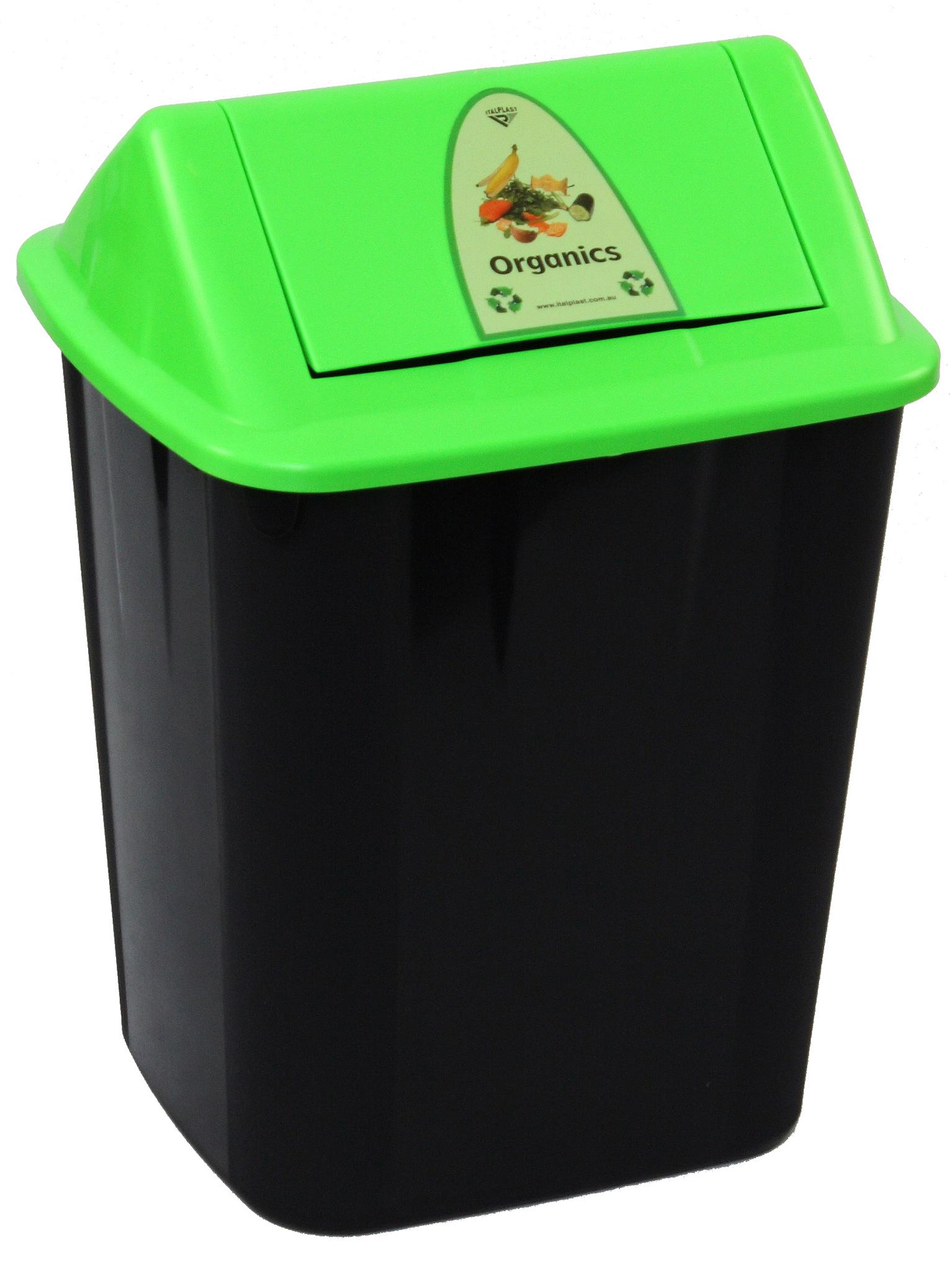 Waste Separation Bin ITALPLAST 32L With Swinging Lid Organics Black/Green